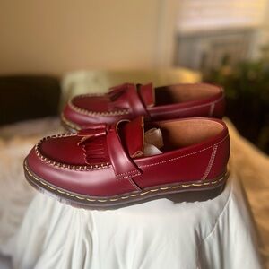 Burgundy Loafers with Tassel Accent